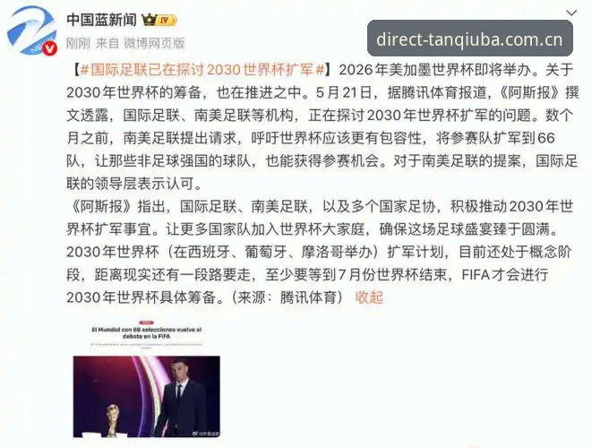 2030世界杯扩军至66队？全面评测足球盛宴扩容对谈球吧用户的观赛影响